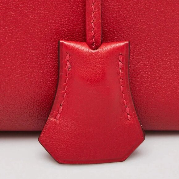 Hermes 30cm Rouge Casaque Swift Leather Palladium Plated Bolide 1923 Bag - Picture 3 of 12